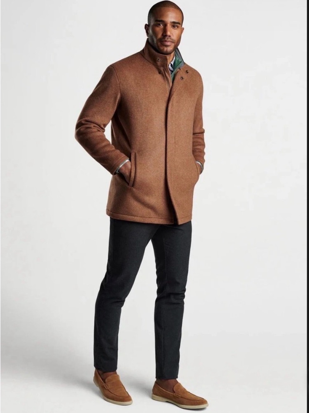 Peter Millar Crown Flex Fleece City Coat 100% Lux Wool in Hazelwood NWT